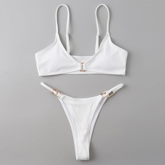 Other - White Ribbed Two-Piece Bikini